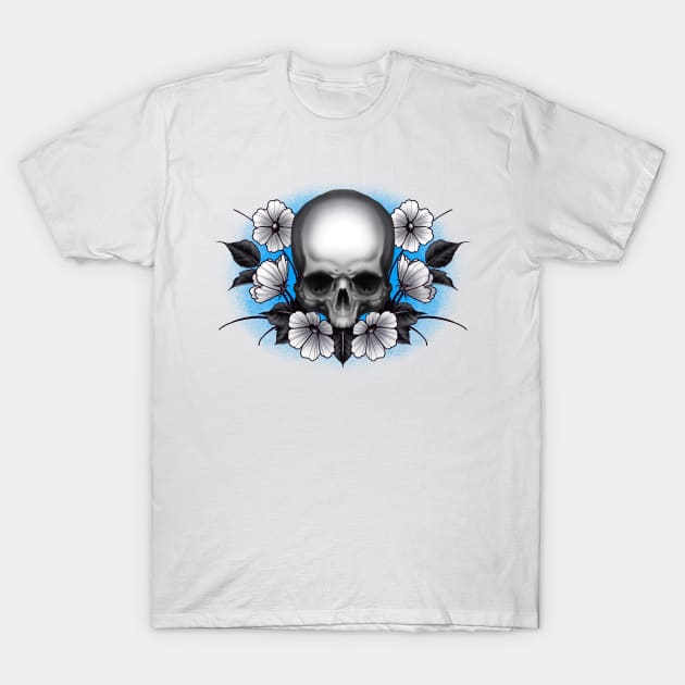 Skull and Flowers T-Shirt by MetroInk